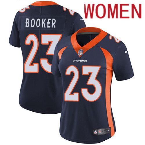 Women Denver Broncos #23 Devontae Booker Navy Blue Nike Vapor Limited NFL Jersey->women nfl jersey->Women Jersey